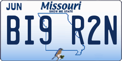 MO license plate BI9R2N