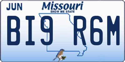 MO license plate BI9R6M