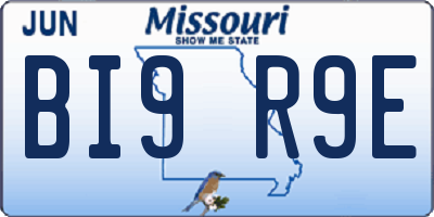 MO license plate BI9R9E