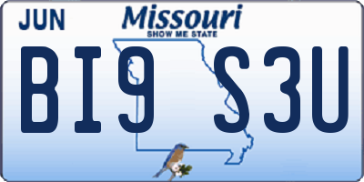 MO license plate BI9S3U