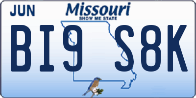 MO license plate BI9S8K