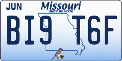 MO license plate BI9T6F