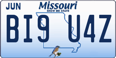 MO license plate BI9U4Z
