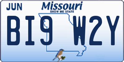 MO license plate BI9W2Y