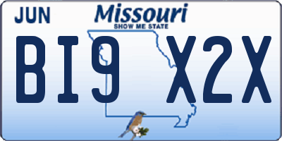 MO license plate BI9X2X