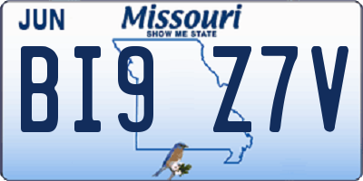 MO license plate BI9Z7V