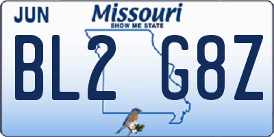 MO license plate BL2G8Z