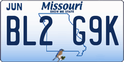 MO license plate BL2G9K
