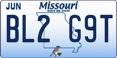 MO license plate BL2G9T
