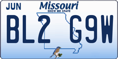 MO license plate BL2G9W
