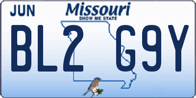 MO license plate BL2G9Y