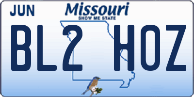 MO license plate BL2H0Z