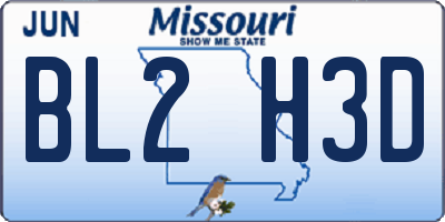 MO license plate BL2H3D