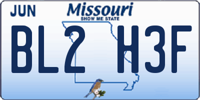 MO license plate BL2H3F