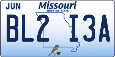 MO license plate BL2I3A