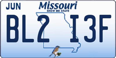 MO license plate BL2I3F