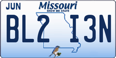 MO license plate BL2I3N