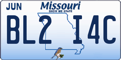 MO license plate BL2I4C