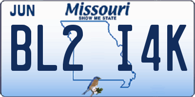 MO license plate BL2I4K