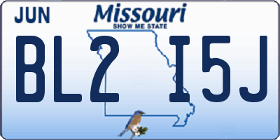MO license plate BL2I5J