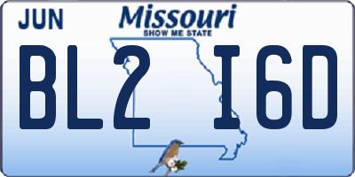 MO license plate BL2I6D