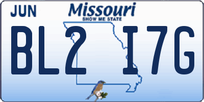 MO license plate BL2I7G