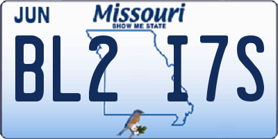 MO license plate BL2I7S