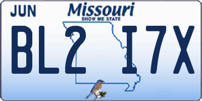 MO license plate BL2I7X