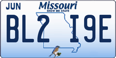 MO license plate BL2I9E