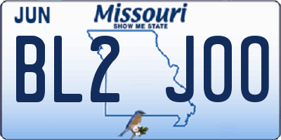 MO license plate BL2J0O