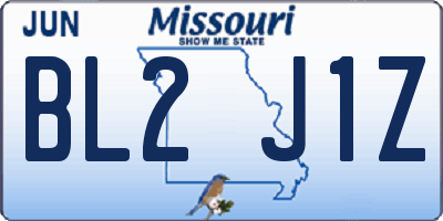 MO license plate BL2J1Z