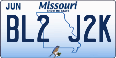 MO license plate BL2J2K