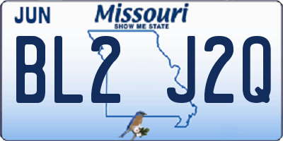 MO license plate BL2J2Q