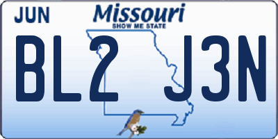MO license plate BL2J3N