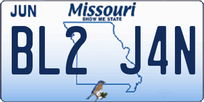 MO license plate BL2J4N