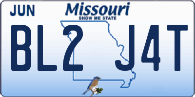 MO license plate BL2J4T