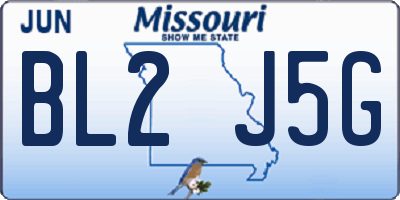 MO license plate BL2J5G