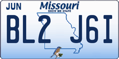 MO license plate BL2J6I