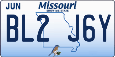 MO license plate BL2J6Y