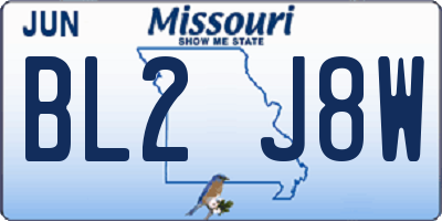 MO license plate BL2J8W
