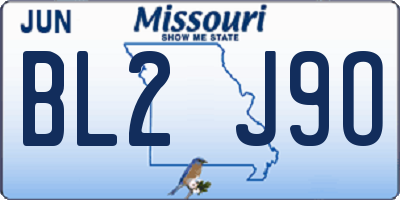 MO license plate BL2J9O