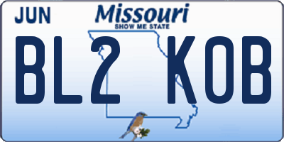 MO license plate BL2K0B