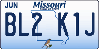 MO license plate BL2K1J