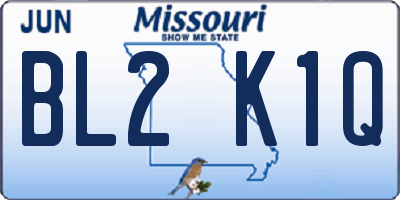 MO license plate BL2K1Q