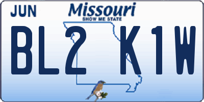 MO license plate BL2K1W