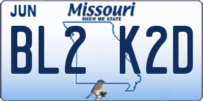 MO license plate BL2K2D
