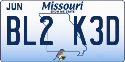 MO license plate BL2K3D