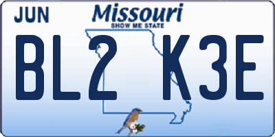 MO license plate BL2K3E