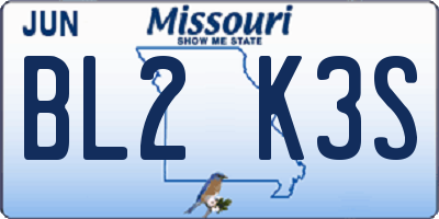 MO license plate BL2K3S