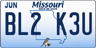 MO license plate BL2K3U